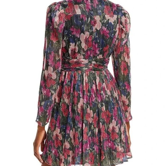 Aqua Black Long Sleeve Metallic Floral Dress Size XL NWT - Picture 3 of 5